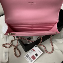 23k Enamel Handle Sheepskin Chain Bag 19cm pink